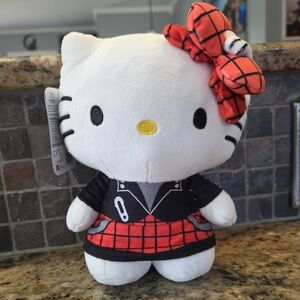 Hello Kitty Halloween Punks Series Plush with Red & Black Skeleton Bow 8” NWT